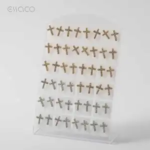 Cross-shaped earrings with small rhinestones, wholesale
