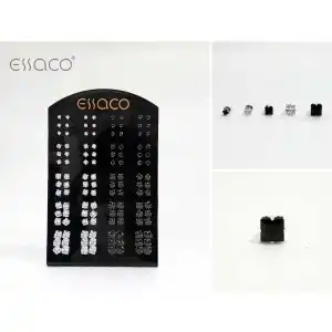 Black and silver square earrings mixed sizes, wholesale