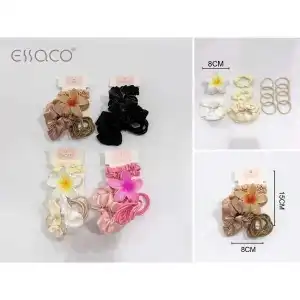 Set de agrafe de păr plumeria + 12 buc. elastice de păr, en-gros