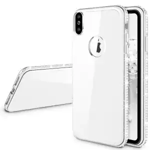 Apple Iphone XR Luxury Case Smartphone Case offers Ultra-Thin Chic Crystals Silver Protection