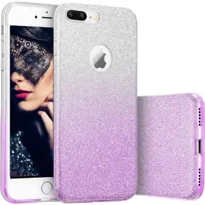 Iphone 7 Plus phone case offers Glitter Shine Degradee Silver-Purple protection