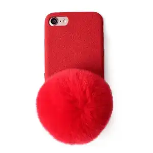 Iphone 6Plus / 6S Plus phone case offers protection Slim Chic Fluffy Fur Red