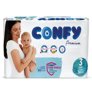 Бебешки пелени Confy Premium MDI 4 – 9 кг ECO2 (No.3), 36 бр./оп., Супрева на едро