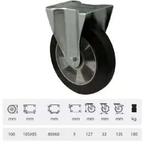 FPAB 1001 6150, fixed fork, with 100 mm wheel