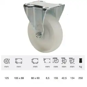 FTPN 1252 5100, Fixed fork wheel with 125 mm wheel