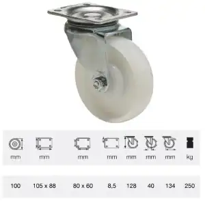 JTPN 1002 5100, Swivel fork wheel with 100 mm wheel