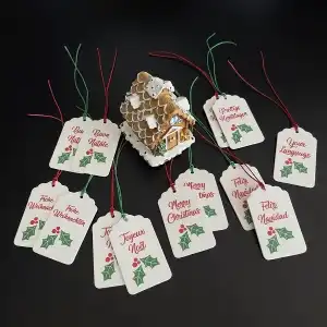 Set of 8 Personalized Christmas Gift Tags with Tie