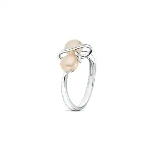 Silver ring with pink pearl and zircons, buy in bulk