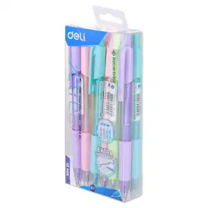 Химикалка Deli Xtream EQ199-BL, Macaron автоматична, с грип зона, синя, 0.7 мм, търговец на едро