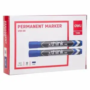 Marker permanent Deli Think EU10130, vârf teșit, 1,5 mm, albastru, stocuri angro