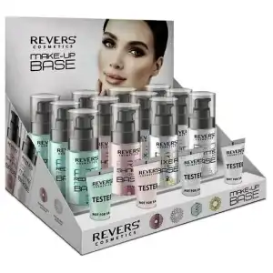 Mix set 12 pieces Makeup base with pump, Revers, green, pink, silicone, base, 30 ml