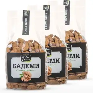 Almonds I Love Nuts 3x330g, Bulgarian Raw Nuts