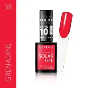 Lakier żelowy solarny Revers, 12 ml, czerwony, nr 38, grenadyna