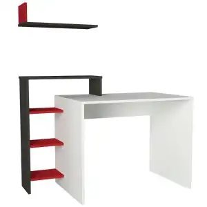 AGAFON Desk White - Anthracite - Red 118x60x91cm
