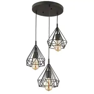 BIE Hanging lamp, 3 lights, black, metal