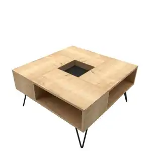 Coffee table LAYLA oak-black 80x80x38.6cm