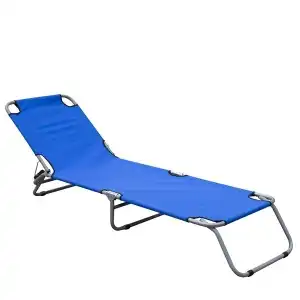 textile metal beach lounger, blue 188x57x25cm