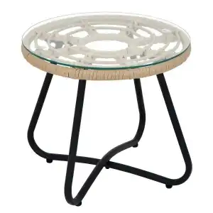 Garden table HOWARD Natural/Black Metal/Rattan ?45x40cm