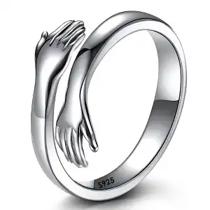 S925 Silver Plated Hug Ring Size Adjustable + Display Box Wholesale Supreva