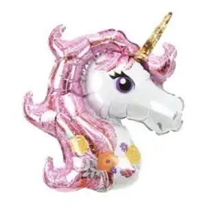 Foil balloon, mini shape, Unicorn head, pink, wholesale Supreva