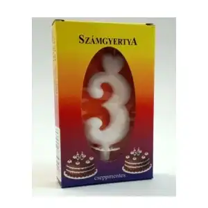 Number candle for cake, white, 3, wholesale Supreva