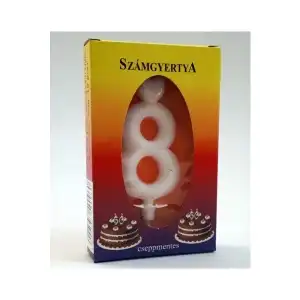 Number candle for cake, white, 8, wholesale Supreva