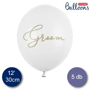 Baloane albe, cu inscriptie Mire, 30 cm, 5 buc/buc, angro Supreva