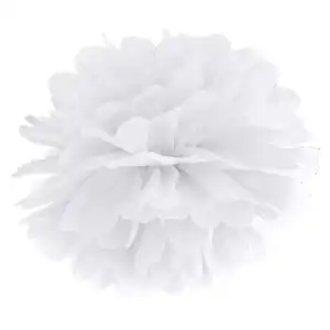 Pompom paper lantern, white, 35cm, wholesale Supreva