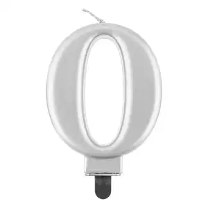 Cake candle, silver metal, 0, wholesale Supreva