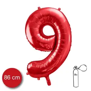 Numarul 9, balon folie, 86 cm, rosu, angro Supreva