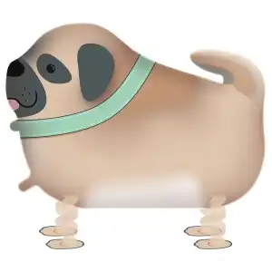 Walking pug, foil balloon, wholesale Supreva