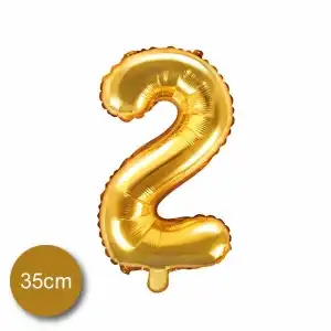 Numarul 2, balon folie, 35 cm, auriu, angro Supreva