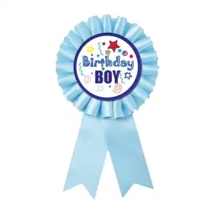 Ecuson, cu rozeta, cu inscriptia Birthday boy, engros Supreva