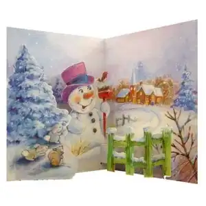 3D winter card - Snowman, 15x21 cm, wholesale