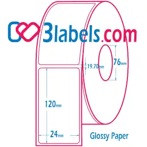 3labels гланцови бели етикети от премиум хартия за инкджет (inkjet) печат 24х120 мм, 450 бр.